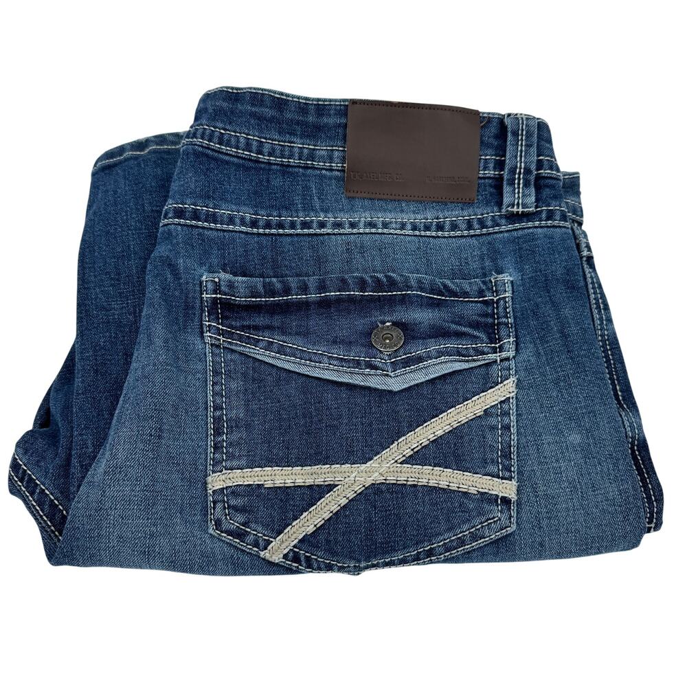 TK Axel Jeans Mens 38x30 (40x30 ACTUAL) Slim Boot Blue‎ Denim Embroidered